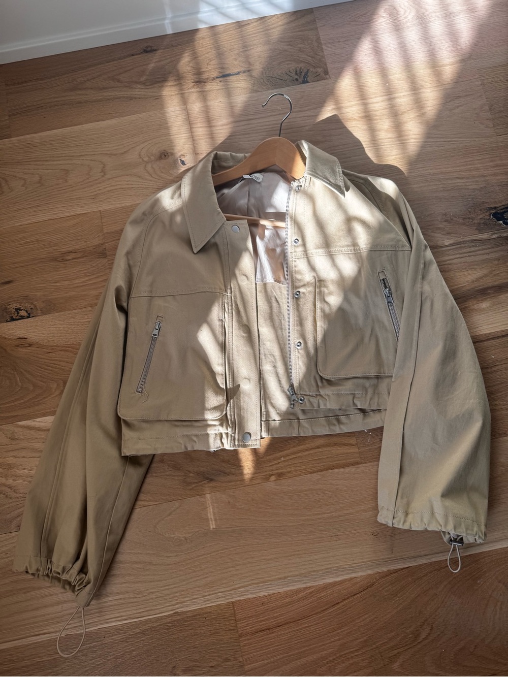 L'Academie Cropped Tan Utility Trench Jacket